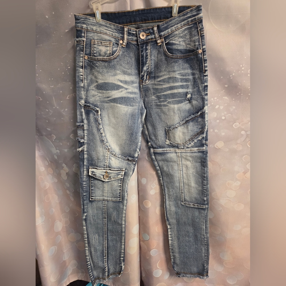 Men's Distressed Skinny Jeans - Gray